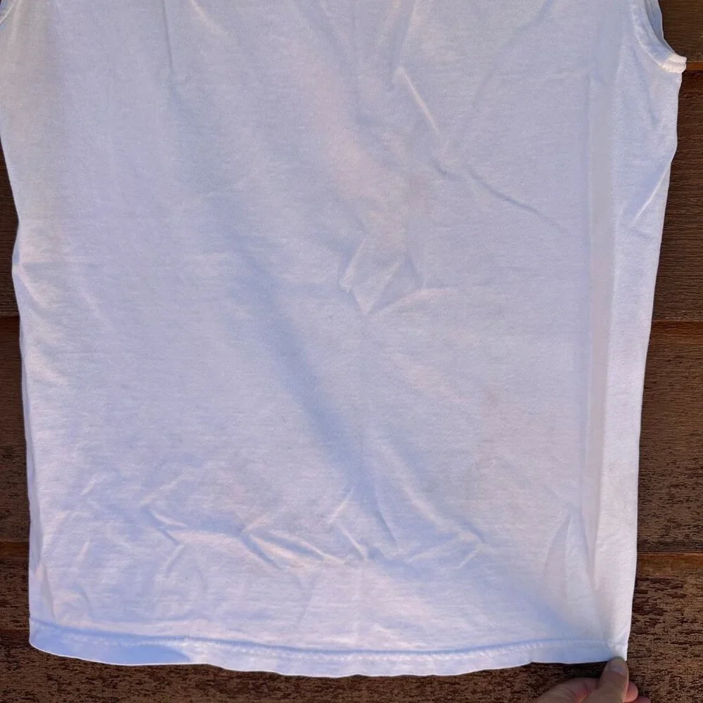 Vintage Jerzees County Of Mariposa Lifeguard Muscle Tank Top White/Red 100% Cott - Picture 9 of 10